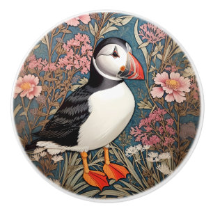 Bouton De Porte En Céramique Macareux et Fleurs de Mer de William Morris