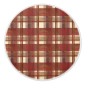 Bouton De Porte En Céramique Madras Plaid Fall Red (Devant)