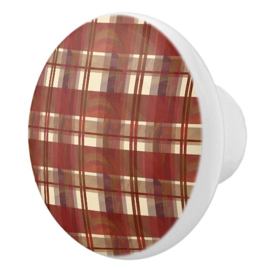 Bouton De Porte En Céramique Madras Plaid Fall Red (Droite)