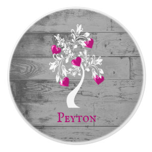 Bouton De Porte En Céramique Magenta Arbre des Coeurs Ceramic Knob personnalisé