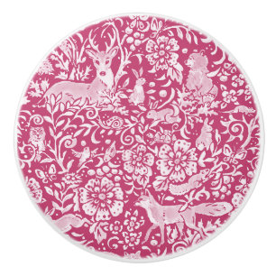 Bouton De Porte En Céramique Magenta Deer Fox Rabbit Forêt Nature animale
