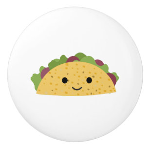 Bouton De Porte En Céramique Magnifique Caricature Kawaii Souriant Taco