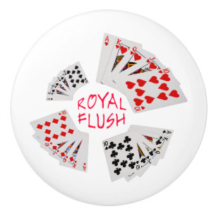 Bouton De Porte En Céramique Mains de poker - Royal Flush