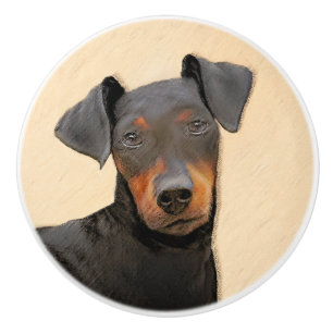 Bouton De Porte En Céramique Manchester Terrier Peinture Art animal original