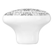 Bouton De Porte En Céramique Mandala blanc gris (Côté)