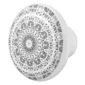 Bouton De Porte En Céramique Mandala blanc gris (Droite)