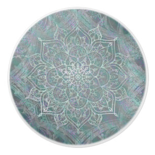 Bouton De Porte En Céramique Mandala chic bohème reflets iridescents
