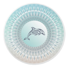 Bouton De Porte En Céramique Mandala dauphin style plage | Bouton en céramique 