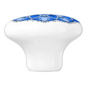 Bouton De Porte En Céramique Mandala en bleu (Côté)