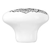 Bouton De Porte En Céramique Mandala Floral Noir Orné (Côté)