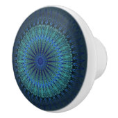 Bouton De Porte En Céramique Mandala moderne bleu foncé (Droite)