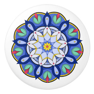 Bouton De Porte En Céramique Mandala Motif 01