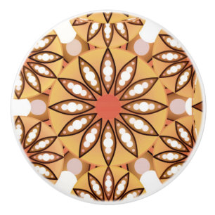 Bouton De Porte En Céramique Mandala motif, bronzage caramel, chocolat