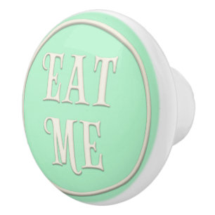 Bouton De Porte En Céramique "Mange-moi" Wonderland Tea Party Pastel Green