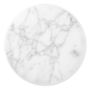 Bouton De Porte En Céramique Marbre Blanc