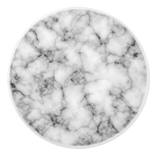 Bouton De Porte En Céramique Marbre blanc