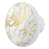 Bouton De Porte En Céramique Marbre blanc et or Faux (Droite)