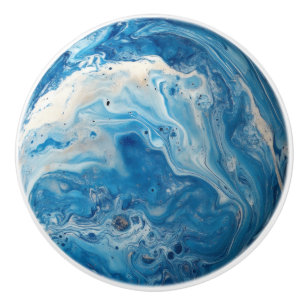Bouton De Porte En Céramique Marbre bleu blanc Motif