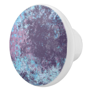 Bouton De Porte En Céramique Marbre bleu, rose et violet Abstrait