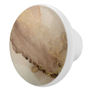 Bouton De Porte En Céramique Marbre de lumière doré joli