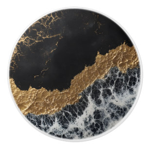 Bouton De Porte En Céramique Marbre d'or noir