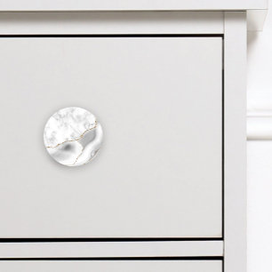 Bouton De Porte En Céramique Marbre Gris Blanc Agate Paillettes Dorées