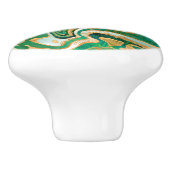 Bouton De Porte En Céramique Marbre liquide vert et or abstrait (Côté)