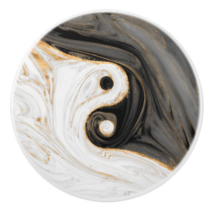 Bouton De Porte En Céramique Marbre liquide Yin Yang