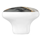 Bouton De Porte En Céramique Marbre noir blanc moderne (Côté)