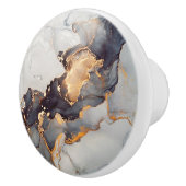 Bouton De Porte En Céramique Marbre noir blanc or (Droite)