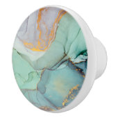 Bouton De Porte En Céramique Marbre vert bleu or assez (Droite)