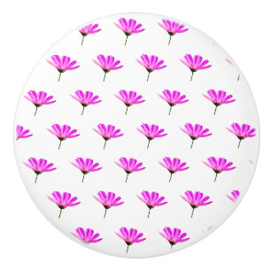 Bouton De Porte En Céramique Marguerite rose