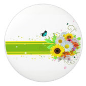 Bouton De Porte En Céramique Marguerites heureuses (Devant)