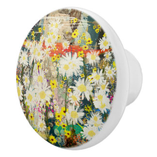 Bouton De Porte En Céramique Marguerites vintages - Art Floral Inspiré par la N