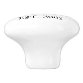 Bouton De Porte En Céramique Mariage monogramme date initiale noir blanc modern (Côté)