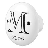 Bouton De Porte En Céramique Mariage monogramme date initiale noir blanc modern (Droite)