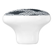 Bouton De Porte En Céramique Marine bleu et blanc Seigaiha vagues motif (Côté)