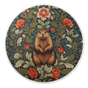 Bouton De Porte En Céramique Marmotte Élégante Inspirée de William Morris