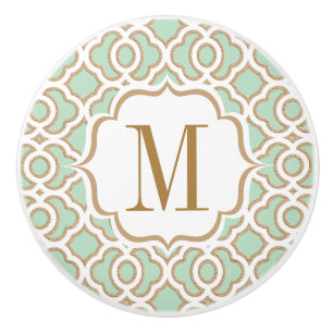 Bouton De Porte En Céramique Marocain en bon état décoré d'un monogramme de