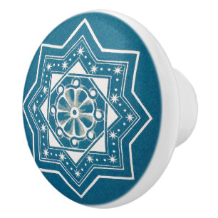 Bouton De Porte En Céramique Marocain Portugais Bleu Azulejos Motif Carrelage