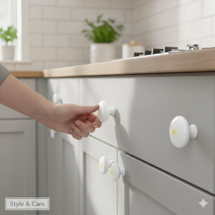 Bouton De Porte En Céramique Marque d'étoile jaune vif sur un bouton en céramiq