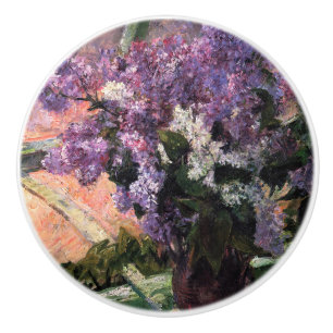 Bouton De Porte En Céramique Mary Cassatt - Lilacs dans une fenêtre