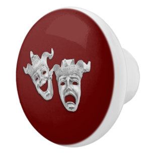 Bouton De Porte En Céramique Masques de théâtre Comédie et Tragédie