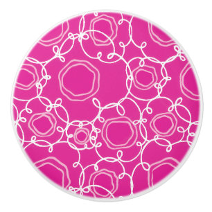 Bouton De Porte En Céramique Matrice florale abstraite (rose chaud) Beaux-arts