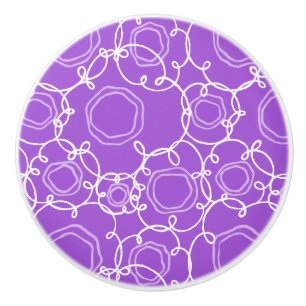 Bouton De Porte En Céramique Matrice florale abstraite (violet) Beaux-arts