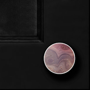 Bouton De Porte En Céramique Mauve Strata   Dusty Rose et Rose Gold Agate