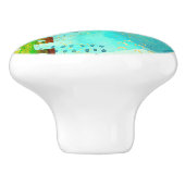 Bouton De Porte En Céramique Maya Turquoise & Golden Misty Sky (Côté)