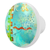 Bouton De Porte En Céramique Maya Turquoise & Golden Misty Sky (Droite)