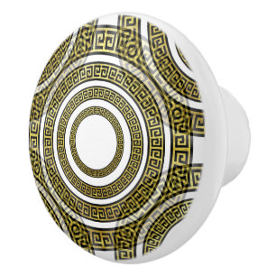 Bouton De Porte En Céramique Méandre de clé grecque dans Artdeco de symétrie gé