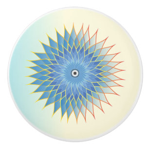 Bouton De Porte En Céramique Médaille de fleurs Pastel Lotus Mandala